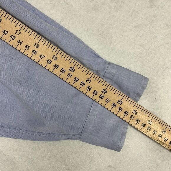 Ralph Lauren Yarmouth Shirt Size 17 34 Classic Fit Long Sleeve Button Front Blue - Picture 5 of 10
